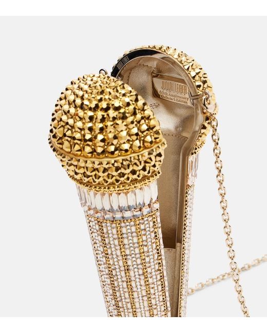 Judith Leiber Metallic Microphone Small Crystal-Embellished Clutch