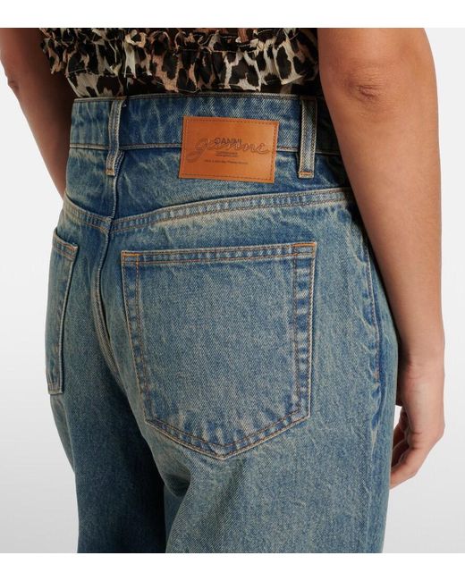 Ganni Blue Stary Barrel-Leg Jeans