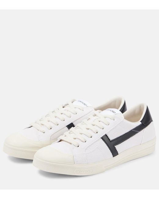 Tom Ford White Logo Leather Sneakers