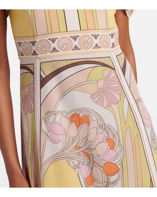 LaDoubleJ Natural Cherie Floral Silk Midi Dress
