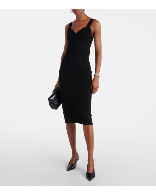 Max Mara Black Teak Knitted Midi Dress