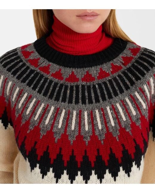 Polo Ralph Lauren Red Fair Isle Wool And Cashmere Sweater
