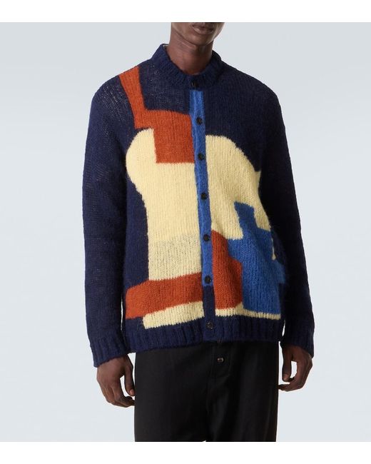 Bode Blue Chapeau Alpaca-Blend Cardigan for men