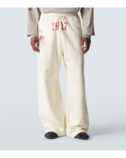 Balenciaga Natural Printed Cotton Fleece Sweatpants for men