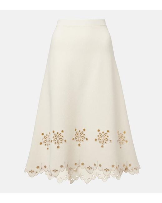 Altuzarra Natural Melly Scalloped Crepe Midi Skirt