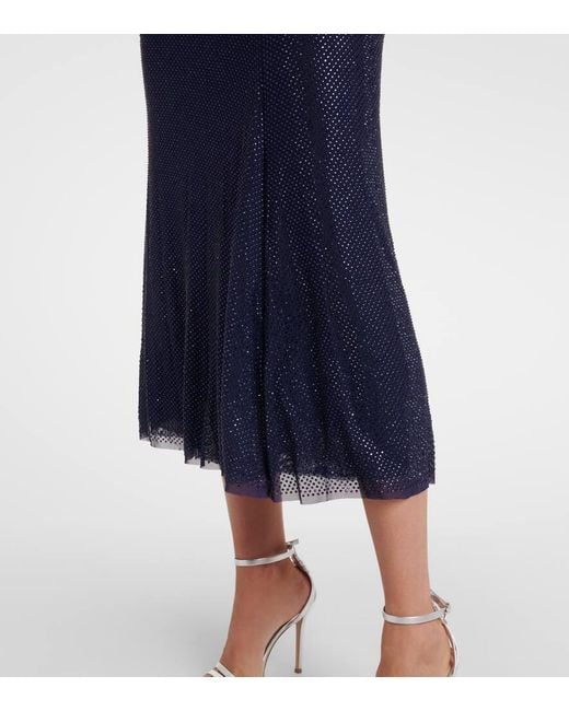 Self-Portrait Draped Rhinestone Mesh Midi Dress in Blue | Lyst Self-Portrait Draped Rhinestone Mesh Midi Dress in Blue | Lyst