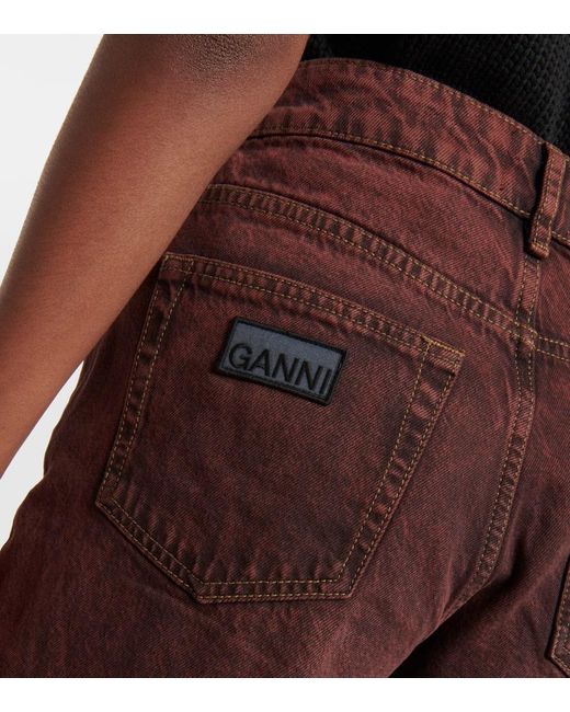 Jeans rectos Izey de tiro alto Ganni de color Brown
