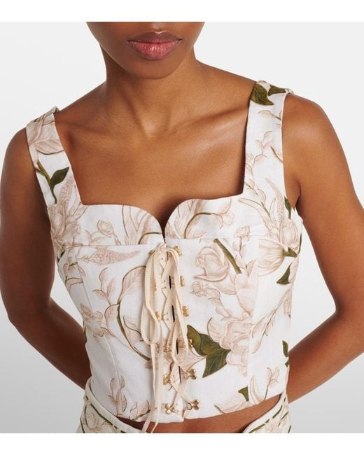 Top Raccourci Reserva Gardenia En Lin A Fleurs Agua Bendita en coloris White