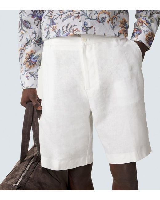 Etro White Linen Bermuda Shorts for men
