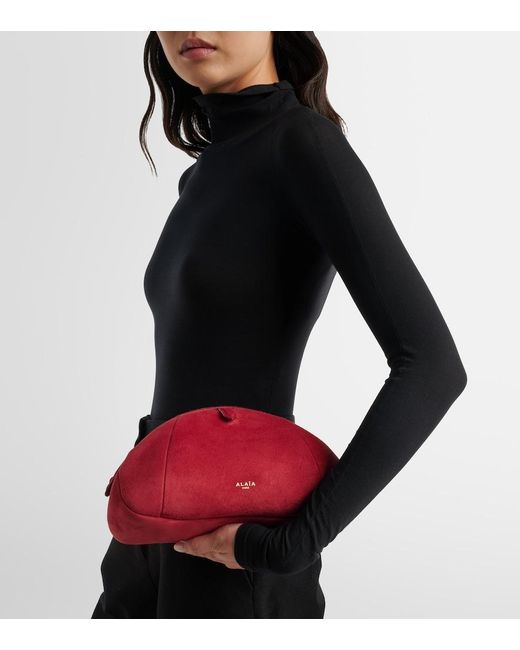 Alaïa Red Purse Small Suede Clutch