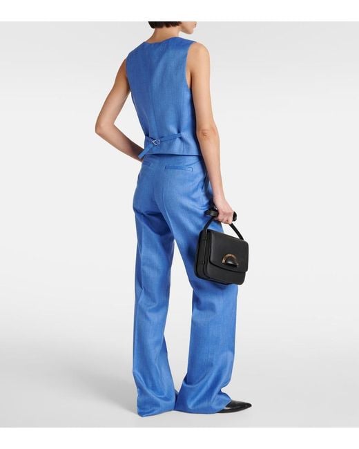 Gabriela Hearst Blue Coleridge Wool, Silk, And Linen Vest