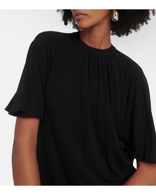 Totême Black Draped Jersey Top