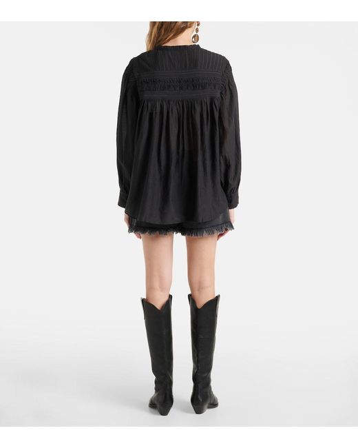 Isabel Marant Black Plalia Cotton-Blend Top