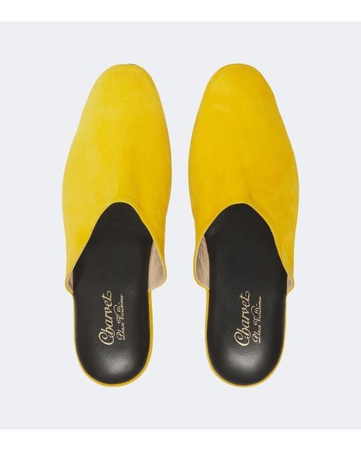 Charvet Yellow Suede Slippers for men