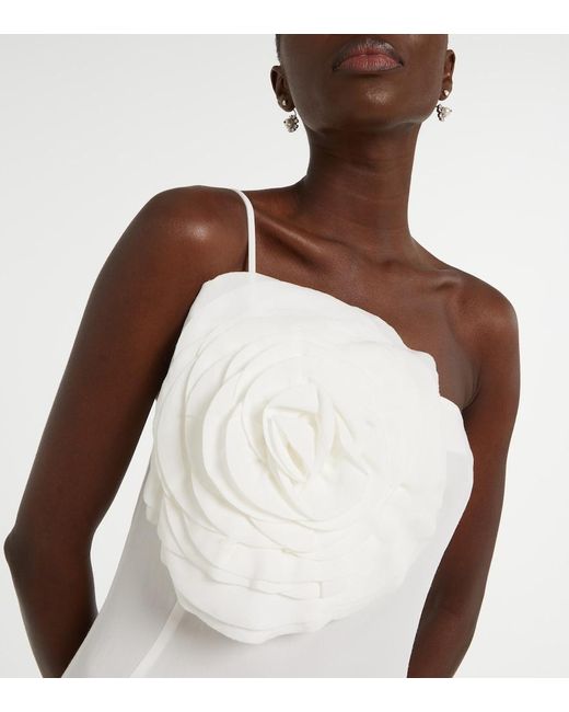 Blumarine White Floral Embroidered Midi Dress