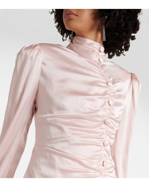 Robe longue en soie Alessandra Rich en coloris Pink