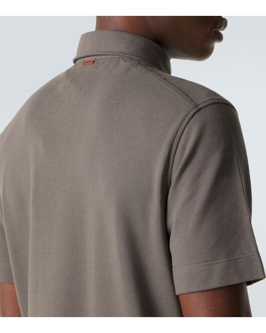 Zegna Gray Cotton Pique Polo Shirt for men
