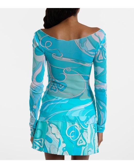 Emilio Pucci Blue Orchidee Sheer Top