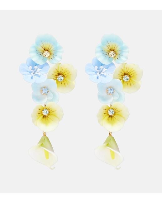 Jennifer Behr Blue Anarosa Embellished Floral Drop Earrings