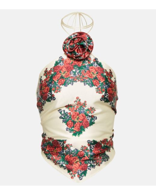 Magda Butrym Multicolor Floral-applique Silk Top
