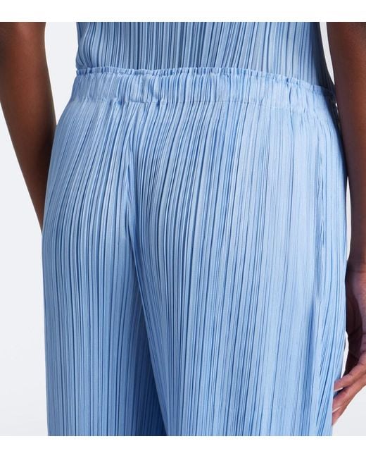 Pleats Please Issey Miyake Blue Monthly Colors: August Pleated Wide-Leg Pants