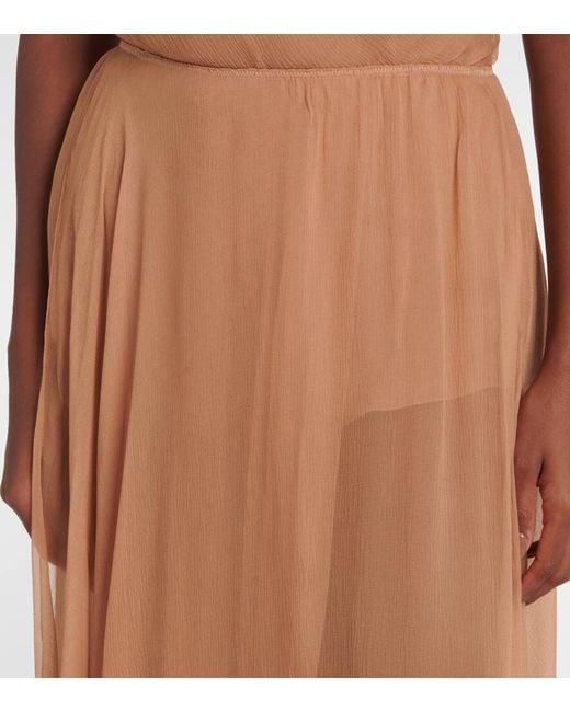 Chloé Brown Silk Muslin Midi Skirt