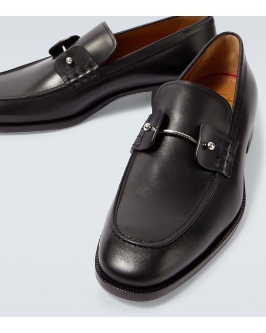 Christian Louboutin Black Chambelimoc Calf-Leather Derby Shoes for men