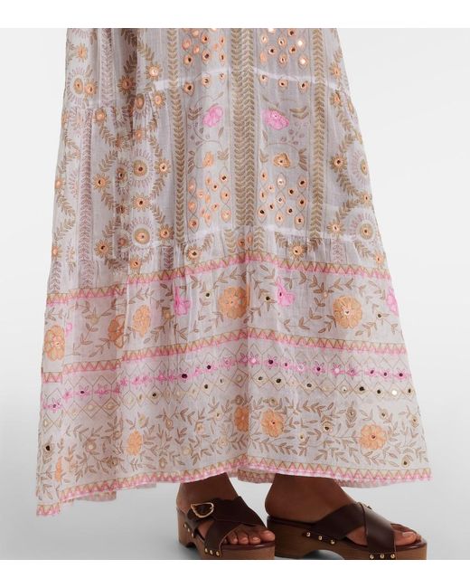 Juliet Dunn Pink Embellished Floral Cotton Maxi Dress