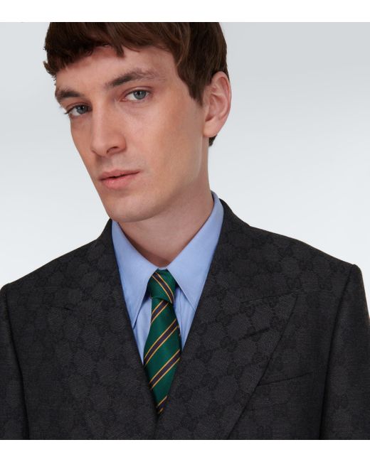 Cravate Interlocking G rayee en soie Gucci pour homme en coloris Vert | Lyst