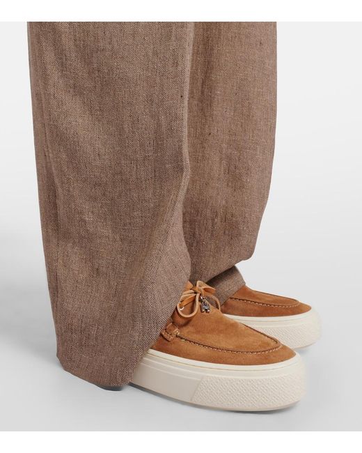 Hogan Brown Suede Boat Shoes