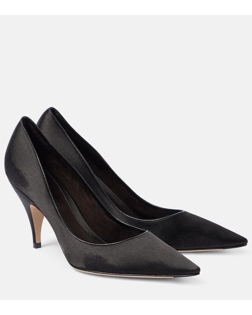 The Row Black Liisa Satin Pumps