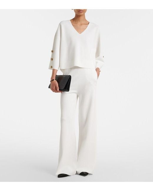 Max Mara White Embellished Crepe Top