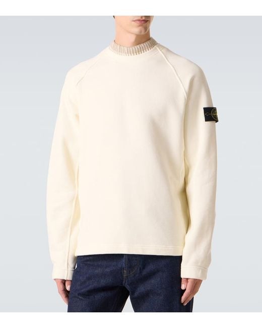 Sudadera De Algodon Stone Island de hombre de color White