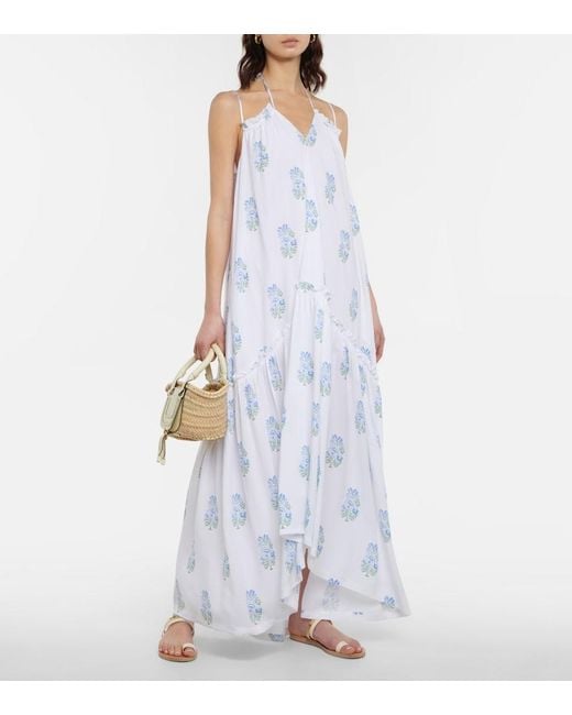 Heidi Klein White Eden Ruffle-trimmed Floral-print Midi Dress