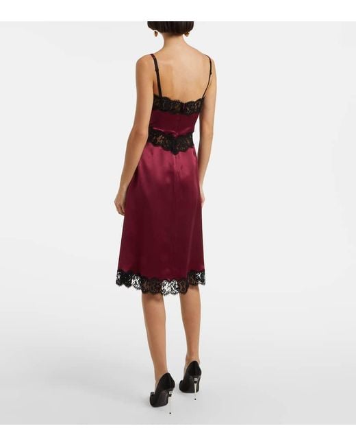 Dolce & Gabbana Red Silk And Cotton-Blend Midi Dress