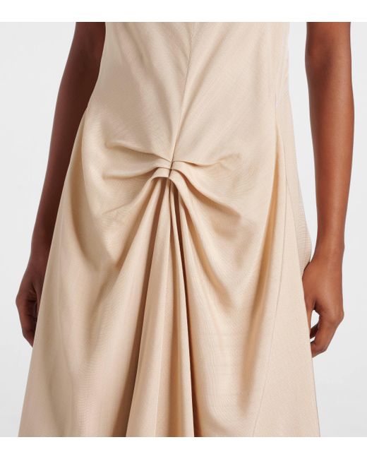 Victoria Beckham Natural Deconstructed Gathered Midi Dress