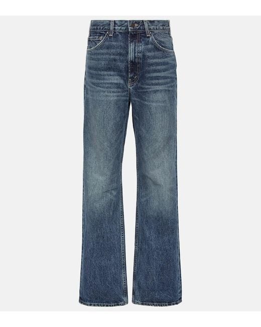 Nili Lotan Blue High-Rise Straight Jeans Mitchell