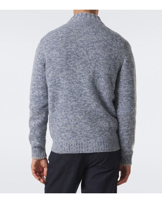 Fedeli Blue Alpaca And Wool Cardigan for men