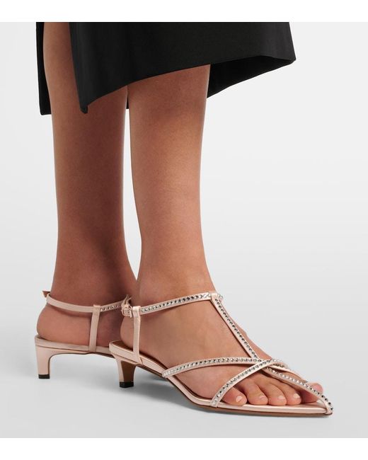 Jil Sander Natural Cage Crystal-Embellished Leather Sandals