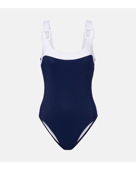 Karla Colletto Blue Mira Colorblocked Swimsuit