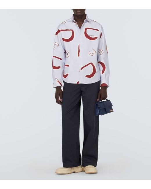 Camicia Simon in cotone con stampa di Jacquemus in White da Uomo
