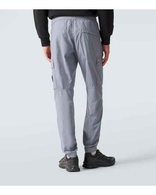 Stone Island Blue Compass Cotton-Blend Cargo Pants for men