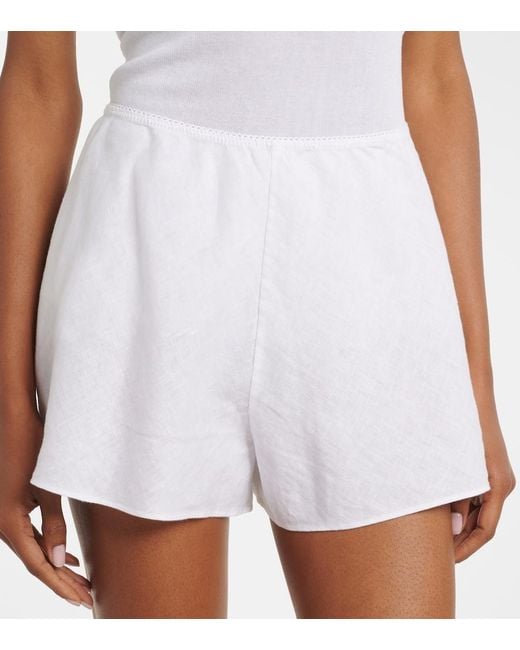 Doen White Loren Linen Shorts