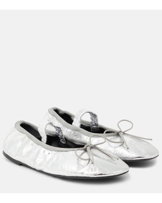 Proenza Schouler White Metallic Leather Ballet Flats