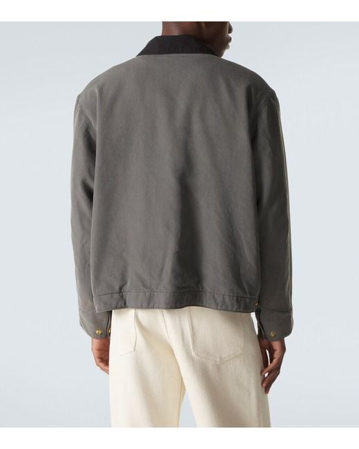 A.PRESSE Gray Vintage Cotton And Silk Twill Jacket for men