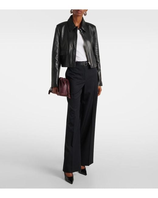 Nour Hammour Black Bleeker Cropped Leather Jacket