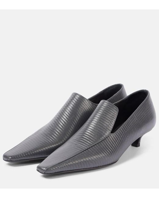 Totême Gray Embossed Leather Pumps