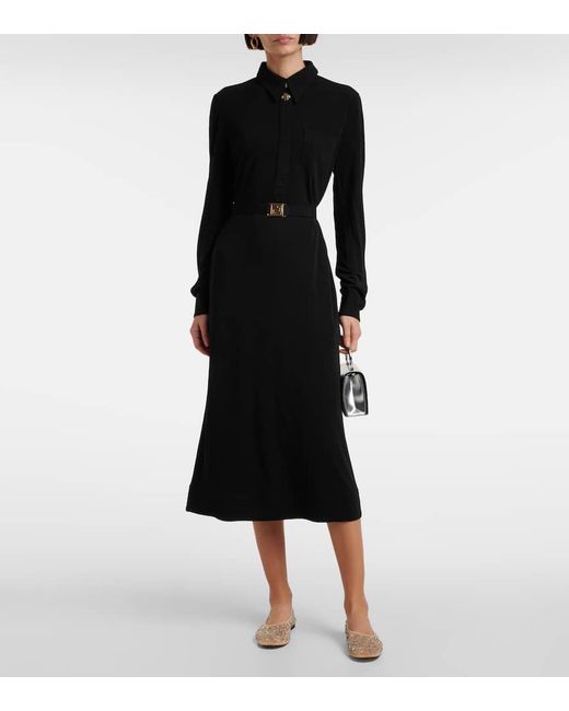 Vestido Camisero De Jersey Con Cinturon Tory Burch de color Black