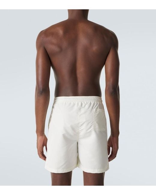 Brunello Cucinelli White Logo Swim Trunks for men