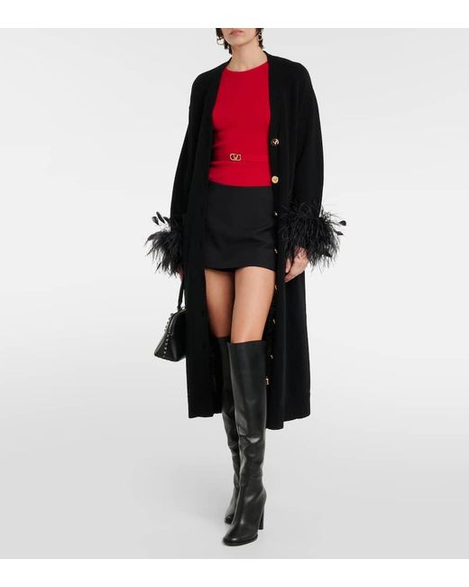 Top Vlogo Signature De Lana Virgen Con Cinturon Valentino de color Red